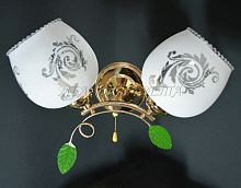 Бра двухрожковое Мелодия света Е27 Золото/зеленые листья картинка 